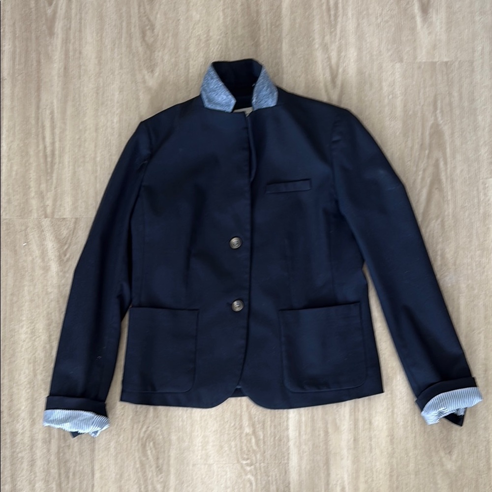 Gap Academy Classic Blue Blazer with Structured Shoulders and Lapel Collars Sz 8